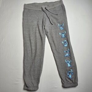 Disney Stitch Lounge Sweatpants Women's Gray Cartoon Character Joggers Sz M